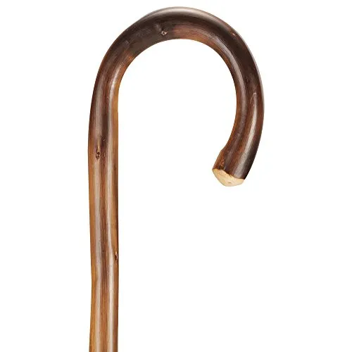 Hirtenstock aus geflammten Kastanienholz, unverstellbar - Gehstock mit Rundhakengriff, individuell kürzbar und belastbar bis 120 kg – ideal für Stabilität und Komfort.