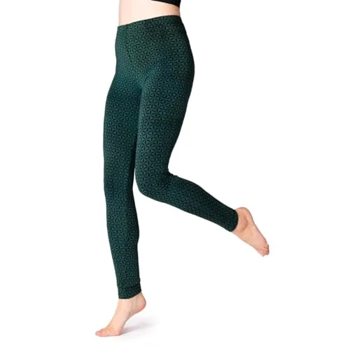 PANASIAM Leggings Flower of Life, Petrol, Größe S - Handgefertigte Leggings mit einzigartigem Lebensblume-Design aus Thailand. Der atmungsaktive Stoff sorgt für hohen Tragekomfort. Fair produziert unter besten Bedingungen. Ideal für einen positiven Modebewusstsein.