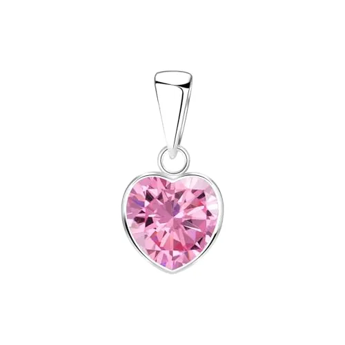 MONKIMAU - 8mm Herz Zirkonia Kettenanhänger Damen 925 Sterling Silber - Frauen Anhänger Silber, Mädchen Silber-Anhänger, Pendant, Halskettenanhänger, hypoallergen