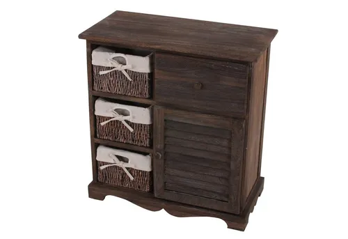 MCW Kommode, Braun, Holz, 60x63x30 cm - Kommode im modernen Shabby-Look, gefertigt aus stabilem Paulowniaholz mit 4 Schubladen und 1 Türfach - dekorativ und praktisch für jedes Zimmer.