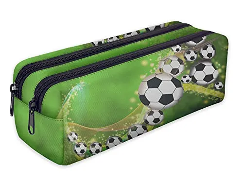 Mäppchen Federtasche Schlamperbox Federmäppchen Schüleretui Stiftemappe mit Zwei Reißverschlüssen Futbol [107]