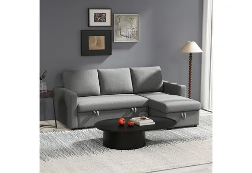 Ecksofa - salt & pepper - Webstoff mit Staukasten - Modernes Ecksofa mit Stauraum und verstellbaren Kissen, ideal für Wohnzimmer und Schlafzimmer. Belastbar bis 120 kg pro Sitz und in elegantem Grau.
