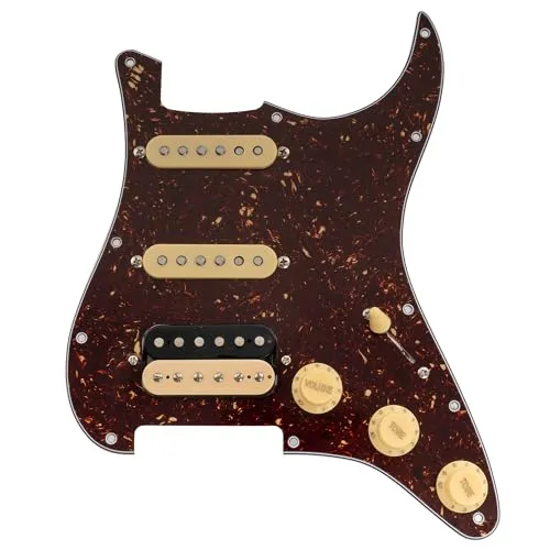 Musiclily Pro SE ST-HSS-60SE Loaded Pickguard Vorverdrahtetes Schlagbrett mit Alnico 5 Tonabnehmer 5-Weg Super Schalter für Strat Style E-Gitarre, 4-lagig Tortoise Shell