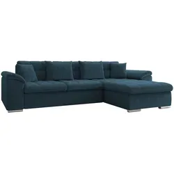Mirjan24 Ecksofa Dunkelblau, 5-Sitzer mit Schlaffunktion - Ecksofa für Wohnzimmer, 280x160 cm, mit ausziehbarer Schlaffunktion und Bettkasten – perfekt für Gäste und gemütliche Abende!