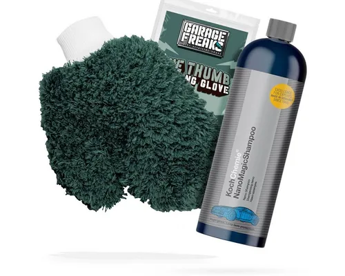 detailmate Auto Waschhandschuh Waschset Garage Freaks + Autoshampoo Koch Chemie Auto-Reinigungsmittel (Autowäsche - Reinigungs Set - Mikrofaser - Auto Reinigung)