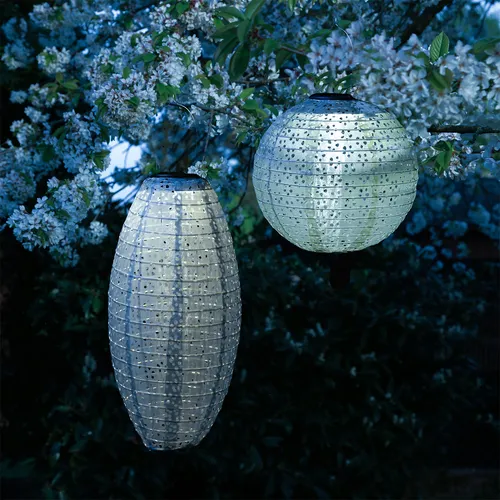 LED Solar Lampions mit Blumenmuster in blau von Marelida