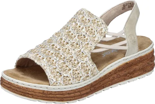 Rieker Damen 62741 Keilsandaletten, Beige, 37 EU - Wanderschuhe mit Extraweite für optimalen Komfort bei langen Spaziergängen und Ausflügen.