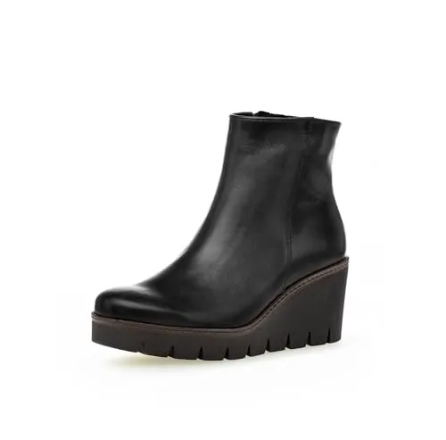 Gabor Damen Keilstiefeletten | Frauen Stiefeletten | Best Fitting | Keilstiefel | Wedge Boots | Wedge Heel | warm | Boots | schwarz (Cognac) | 39 EU - 6 UK