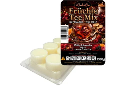WonderWax Duftwachs WonderWax® Duftriegel 6 x Duftwachs Kreise Weiß, 100% Sojawachs (Früchte Tee Mix), Duftrichtung: Früchte Tee Mix