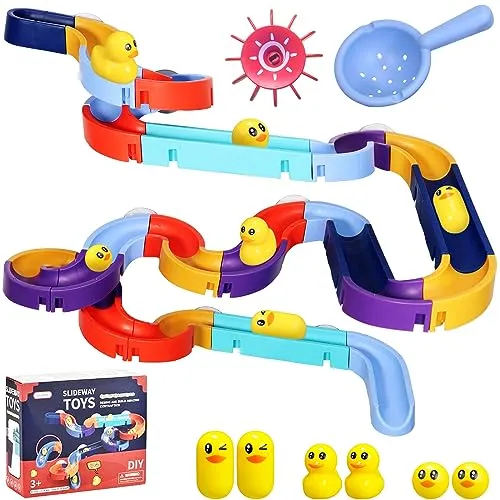 Stück Badespielzeug, Kinder Kugelbahn Badewannenspielzeug ab 3 Jahre | DIY Wasserspielzeug Murmelbahn Badewannen Spielzeug mit Saugnäpfe, Badespaß Geschenk Mädchen Junge 3+ Jahre 48