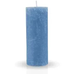 HS Candle Stumpenkerze Rustikale Antik Kerze (vers. Farben / Größen), Duftfreie Altarkerze - Dekokerze - lang Brenndauer - Retro blau Ø 7 cm x 18 cm
