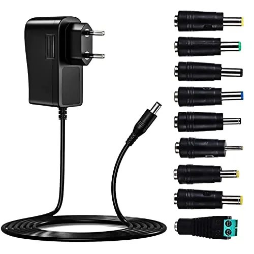 Universal AC/DC Adapter, 12V 3A 36W Netzteil, Netzteil Transformator Schaltnetzteil mit 9pcs Adapter Steckern, Leistungstreiber Steckeradaptern Konverter für Haushaltselektronik und LED-Streifen
