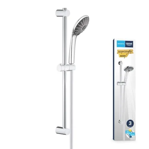 GROHE Vitalio Joy Massage Brausegarnitur 2 Strahlarten mit Dimmer - Duscharmaturen mit 3 wählbaren Strahlarten für ein individuelles Duscherlebnis. Inklusive GROHE SpeedClean Silikondüsen für einfache Kalkentfernung und optimalen Komfort.