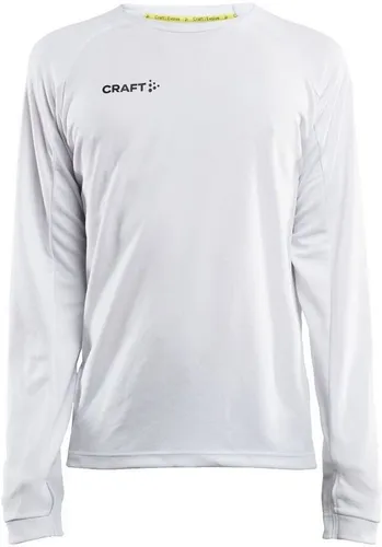 Craft Sport-Langarmshirt Evolve Crew Neck - Stretchmaterial, weiss Herren, Größe: S - Badmintonbekleidung Herren - Evolve Crew Neck bietet optimalen Feuchtigkeitstransport und Bewegungsfreiheit, hergestellt aus umweltfreundlichem Recyclingmaterial.