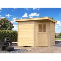 Blockbohlen-Eckhaus weka 229 mit Fußboden 270 x 270 cm - Gartenhaus mit Flachdach, aus hochwertigem Holz, ideal für Gartenlagerung und Freizeitgestaltung.