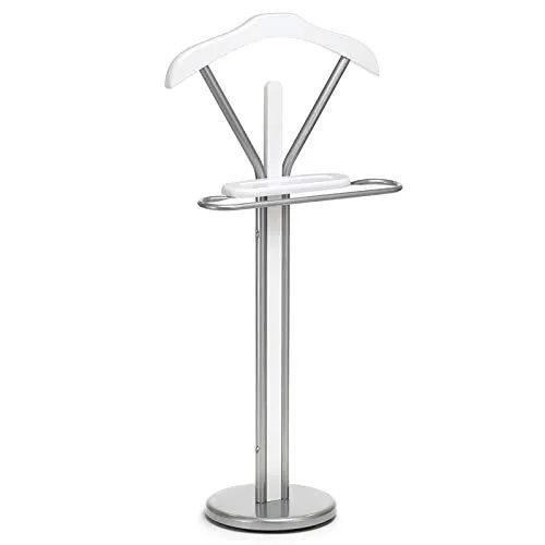 IDIMEX Herrendiener – Kleiderbutler in Weiß/Alufarben - Garderobenständer mit Hosenbügel und kleiner Ablage, ideal für eine ordentliche Aufbewahrung von Kleidung und Accessoires.