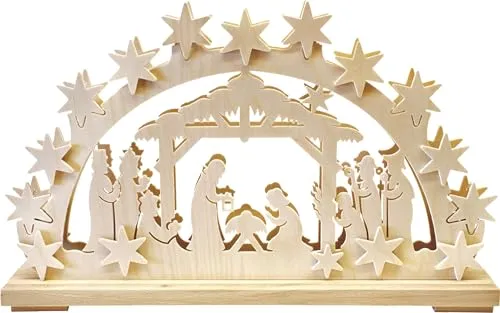 Ratags Schwibbogen klein, Geburt Christi - Saisonale Deko, handgefertigter Schwibbogen mit LED-Beleuchtung, perfekt für eine festliche Atmosphäre zur Weihnachtszeit.