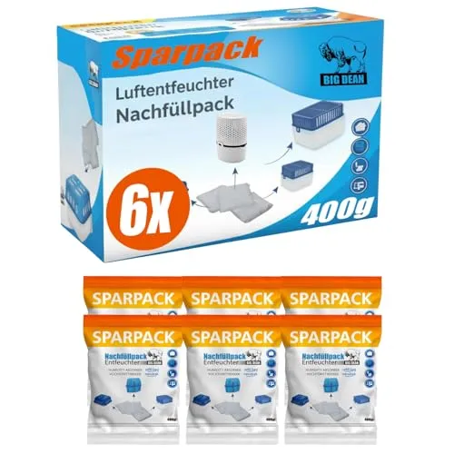 Luftentfeuchter Nachfüllpack 6 x 400 Gramm Premium Granulat