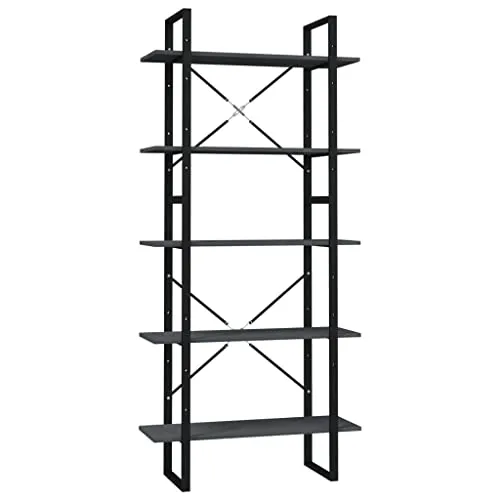 vidaXL Massivholz Kiefer Bücherregal 5 Fächer - Büro-Bücherregale mit 5 Ablageflächen aus robustem Kiefernholz und Metallrahmen, ideal für modernen und industriellen Stil, bietet reichlich Stauraum für Bücher und Dekoration.