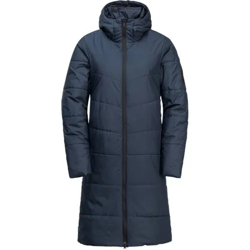Jack Wolfskin Damen DEUTZER W Coat - Night Blue, XL - Isolierter Damenmantel mit 133g Kunstfaserfüllung, winddicht und stark wasserabweisend. Ideal für kalte Tage mit hohem Kragen und Kapuze.