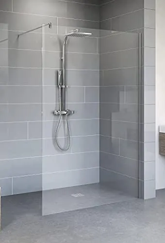 Schulte Duschwand 120 x 190 cm, Sicherheitsglas ESG Klar - Duschkabinen & -wände mit einfach zu montierendem Klebesystem – kein Bohren nötig! Genießen Sie eine großzügige Walk In Dusche mit 6 mm Glas und barrierefreiem Einstieg.