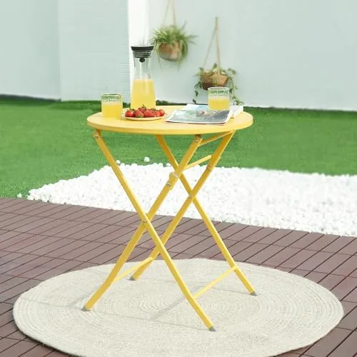[en.casa] Gartentisch Sande Klapptisch 71 x Ø62 cm - Flexibler, klappbarer Balkontisch für Outdoor - Beistelltisch mit stabiler Stahlkonstruktion, ideal für Garten, Balkon oder Camping. Schnell klappbar, pflegeleicht und platzsparend – perfekt für jede Gelegenheit.