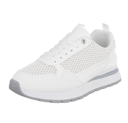 Ital-Design Vielseitige Sneakers für Damen mit atmungsaktivem Mesh-Design Sneaker (91116887) Flach Sneakers Low in Weiß