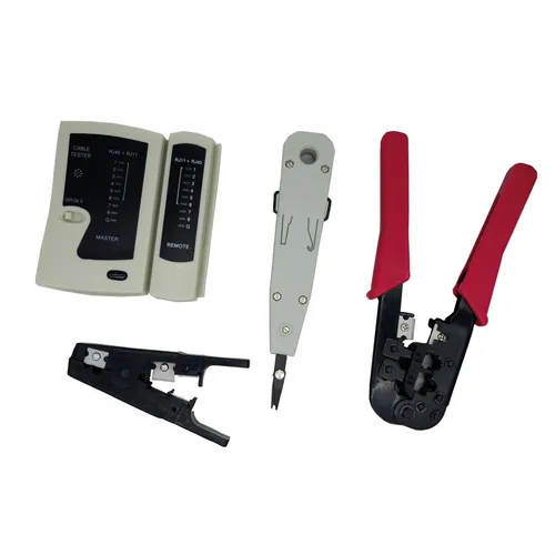 VALUE Netzwerk Werkzeug-Set 4-teilig mit Tasche - Praktisches 4-teiliges Netzwerk Werkzeug-Set für professionelle Netzwerker. Inklusive LAN Tester, Crimpwerkzeug und Kabelabstreifer, alles in einer handlichen Tasche.