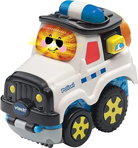 Vtech TUT TUT Baby Flitzer - Press and Go Polizei – Spielzeugauto mit Musik, aufleuchtender Taste und spannenden Geräuschen – Für Kinder von 1-5 Jahren