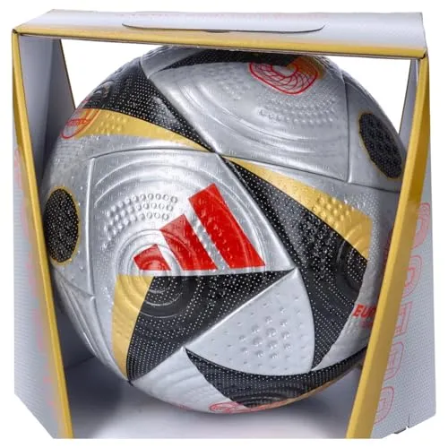 Adidas EURO24 PRO BALL - Weiss, offizieller Fußball für Top-Spiele - Bälle, FIFA Quality Pro zertifiziert, mit nahtloser Oberfläche für optimale Ballkontrolle und aus mindestens 50 % erneuerbaren Materialien hergestellt.