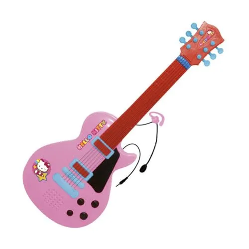 Kindergitarre Hello Kitty - Elektronik Mikrofon Rosa, ideal für Kinder ab 3 Jahren und fördert musikalische Talente