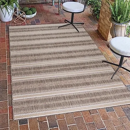 SIMPEX Outdoor Teppich, Vintage Design, Teppich Beige, 80 x 150 cm, Teppich Vintage-Stil, Küche, Balkon, Terrasse, Garten, Picknick