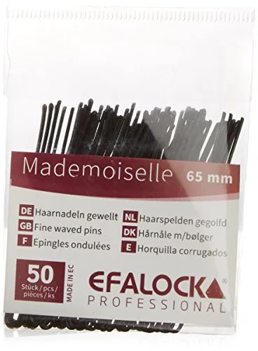 Efalock Professional Mademoiselle Haarnadel, 65 mm, schwarz, 1er Pack, (1x 50 Stück)