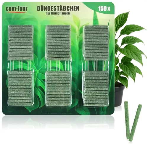 COM-FOUR® 150x Düngestäbchen für Grünpflanzen, ausgewogener Pflanzendünger, für gesundes und kräftiges Wachstum ohne Überdüngung