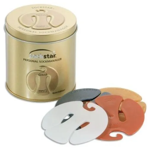 SOCKSTAR SOCKENKLAMMERN 20 Stück in 4 Farben in der Gold Edition Präsentdose