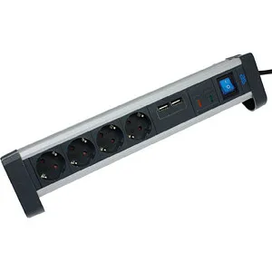 as-Schwabe Tischsteckdose ALUX mit 4x Schuko und 2x USB-A