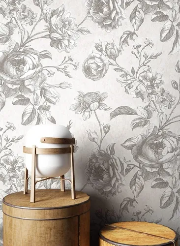 Newroom Vliestapete Floral Grau in grau von Newroom