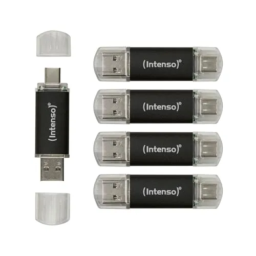 INTENSO USB-C Stick Twist Line 32GB 5er Pack - USB 3.2 - Daten schnell übertragen mit dem INTENSO USB-C Stick. Duale Schnittstelle (USB-A & USB-C) für vielseitige Nutzung. Ideal für Smartphones, Tablets und PCs. Effiziente Transferraten bis 70 MB/s.