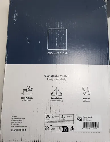 Blumtal Kuscheldecke Dunkelblau 270x230 cm - Hochwertige Mikrofaser-Kuscheldecke für gemütliche Abende, flauschig und schnelltrocknend, ideal für Sofa und unterwegs, maschinenwaschbar bei 40 °C.