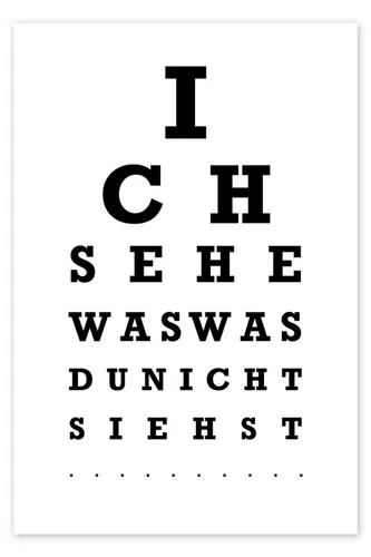 Posterlounge Wandbild Ich sehe was was du nicht siehst - Sehtest, Typobox, erhältlich als Poster, Leinwandbild, Wandsticker oder Acrylglasbild