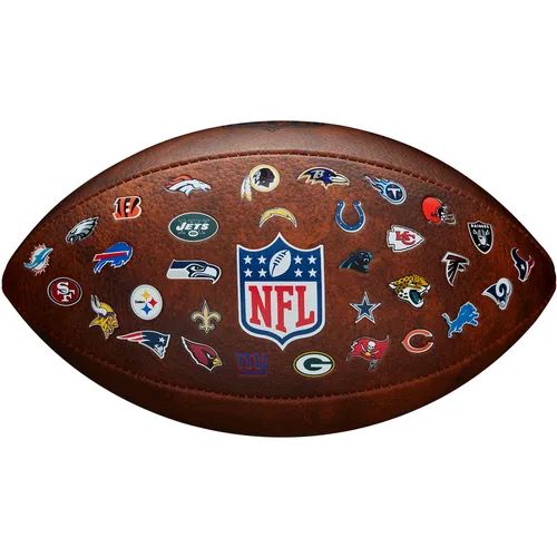 Wilson Football NFL THROWBACK FB 32 TEAM LOGO - American Football mit 32 Team-Logos, aus strapazierfähigem Synthetikmaterial, ideal für den Freizeit- und Wettkampfsport.