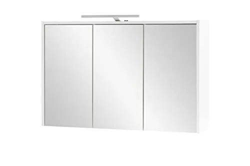 Möbelpartner Flag Spiegelschrank 93,5 x 16 x 60 cm - 3-türig mit LED - Badezimmerspiegel mit stilvollem Design und integrierter LED-Beleuchtung für optimale Ausleuchtung und modernes Ambiente.