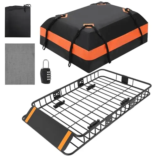 GarveeMore Dachgepäckträger Korb mit Tasche, Auto Dachbox Universal bis