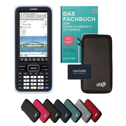 Casio Classpad II (fx-CP400) – Grafikrechner Set mit Schutztasche und Fachbuch - Wissenschaftliche Taschenrechner – Inklusive robuster Schutztasche und praxisnahem Fachbuch für effektives Lernen und optimalen Schutz unterwegs.