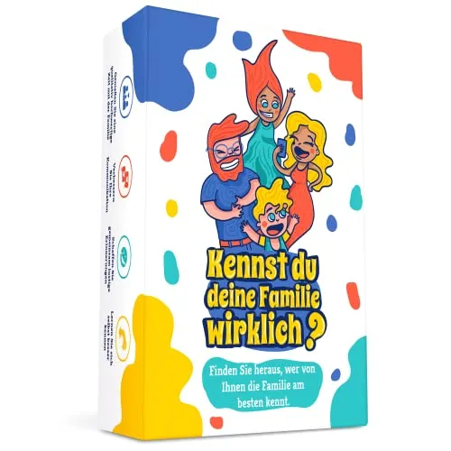Kennst du Deine Familie wirklich? - Das verrückte Familienspiel - Deckkartenspiel, ideal für Familientreffen, das Wissen über Familienmitglieder testet und für jede Menge Spaß und Lachen sorgt!