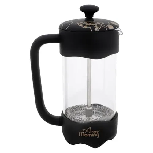 Any Morning FY92 French Press Kaffeebereiter | Kaffeekanne aus Edelstahl | Pressstempelkanne für frischen Filterkaffee | isolierte Kaffeepresse für Zuhause | Reisen | Camping | 350 Ml | Schwarz