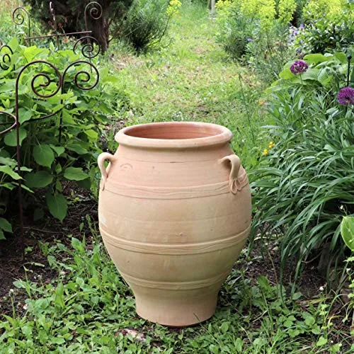 Palatina Werkstatt Terracotta Amphore Cassia 60cm - 100% handgefertigtes Unikat aus Griechenland - Verzaubern Sie Ihren Garten oder Terrasse in eine grüne Oase