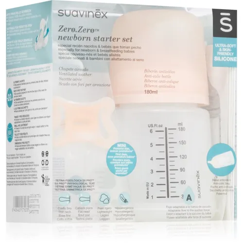 Suavinex 079235 ZESTAW STARTOWY ZERO 307775 - Babyflaschen Set für Neugeborene, BPA-frei und ergonomisches Design für sicheres Trinken.