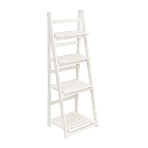 Grindi Blumenständer aus Holz Tulipa II - Mehrstöckiger Pflanzenständer in Weiß, 41x35x116cm - Pflanzenregale aus langlebigem Holz, faltbar und ideal für Wohnzimmer, Balkon & Garten – perfekt für die Präsentation Ihrer Topfpflanzen.