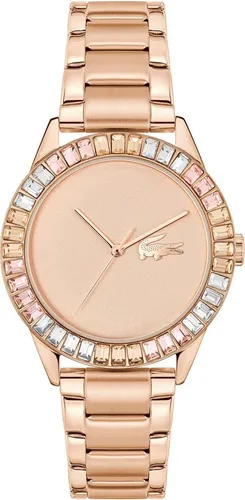Lacoste Quarzuhr LADYCROC 2001412 - Elegante Damenuhr mit roségoldfarbenem Edelstahlarmband und Glaskristallen, wasserdicht bis 5 bar – perfekt für festliche Anlässe und den Alltag.